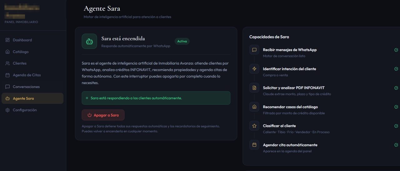 Agente Sara — IA integrada